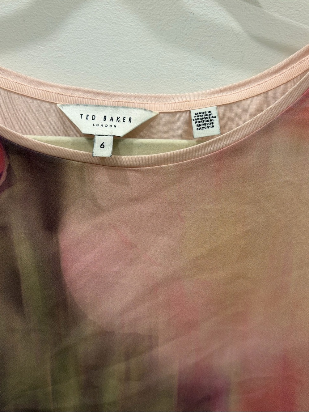 Ted Baker Pink Green Watercolor Floral Dolman Sleeve Top - Picture 2 of 10